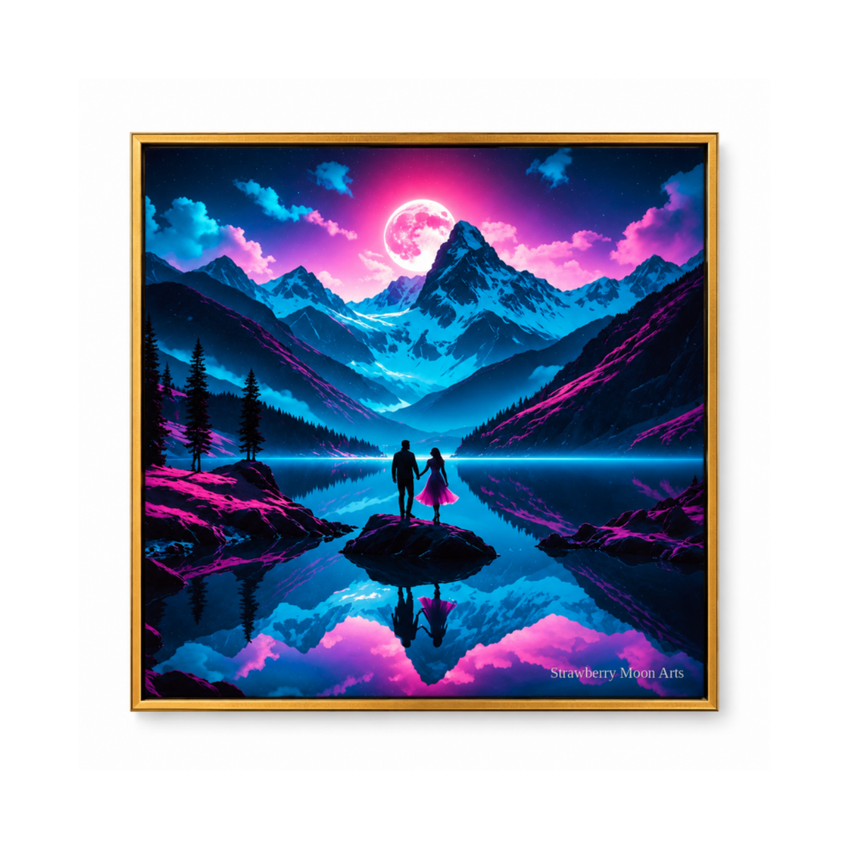 The Engagement by Doug Hauser, canvas print in a gold float frame